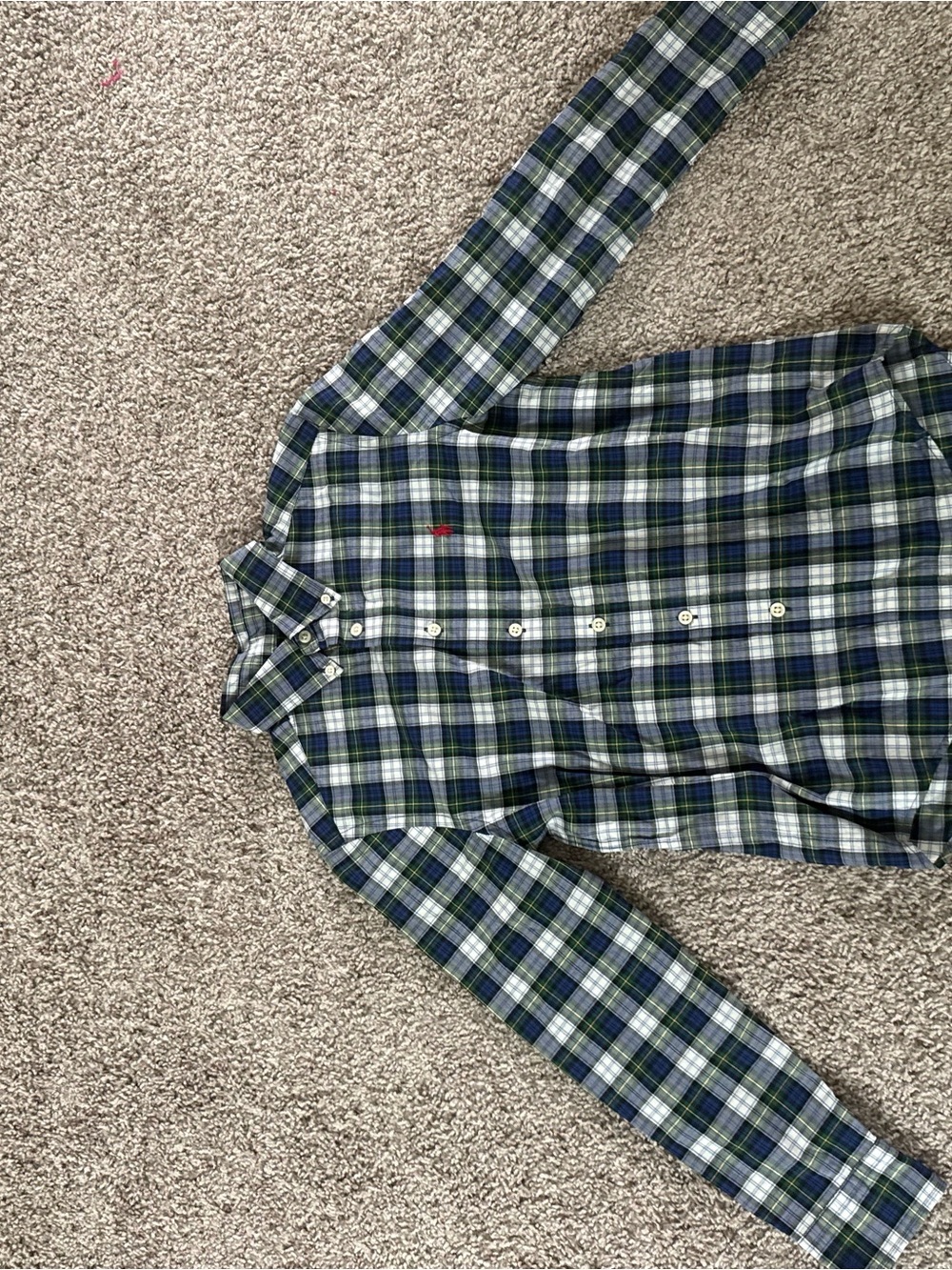 Ralph Lauren Boys' Blue, Green & White Plaid Button-Down Shirt
